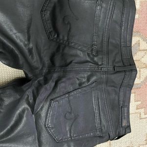 AG Adriano Goldschmied Black Leatherette Jeans